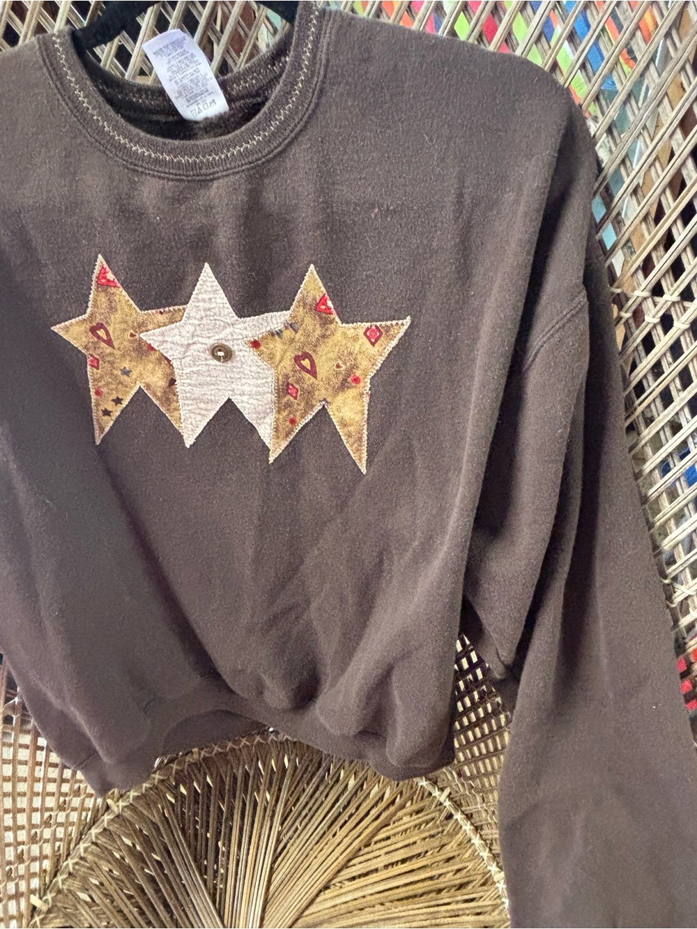 Vintage Jerzees Brown Sweatshirt with Red and Blue Logo Tag